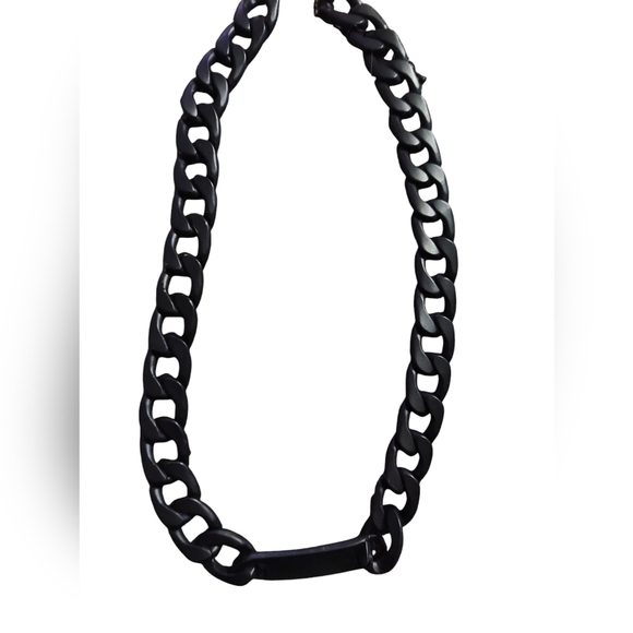 Cuban Link Black Choker Collar Necklace Adjustable 18"-22" - Picture 1 of 4